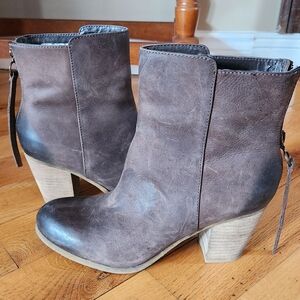 Ralph Lauren Brown Suede Block Heel Ankle Boots
